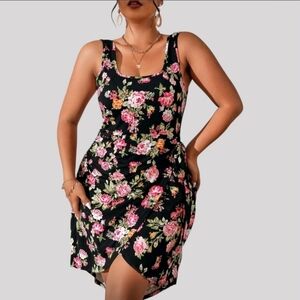 5️⃣ for 2️⃣5️⃣ Plus Floral Wrap High Low Tank Dress, 1XL